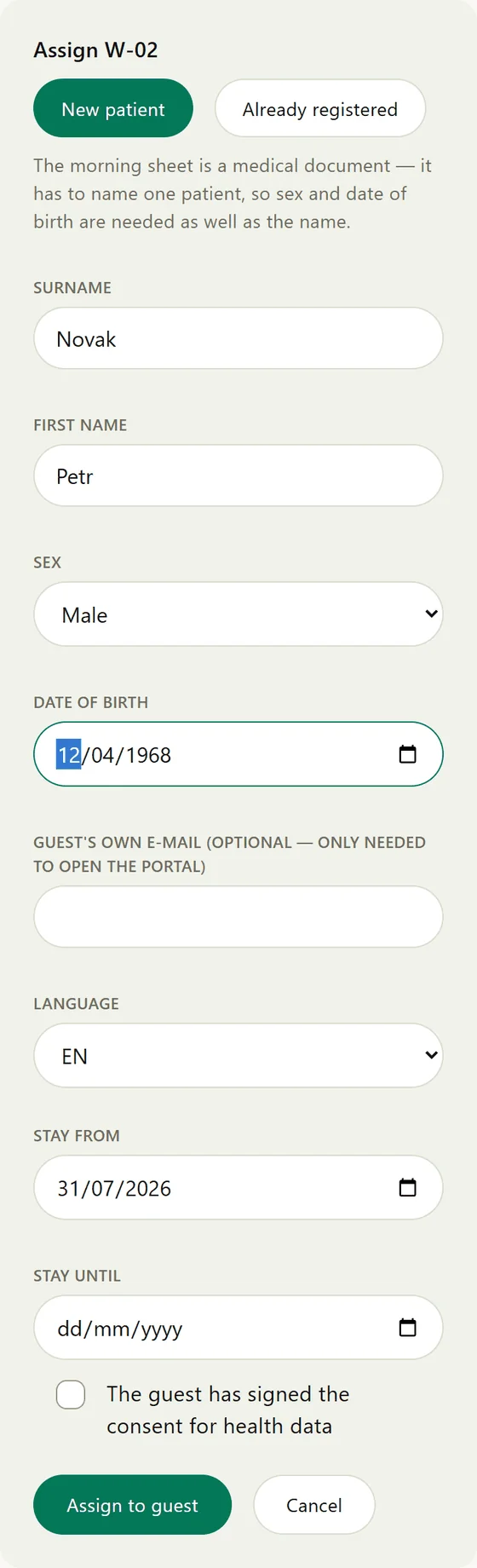 The issue form: a new patient or a returning one