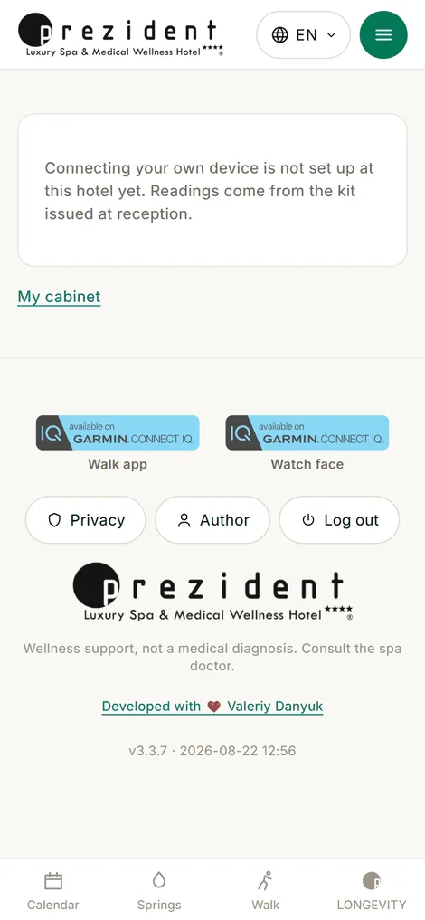 «My own device» — its own page, the address written on a card
