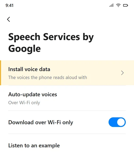 エンジンの設定画面です。「音声データをインストール」を開きます