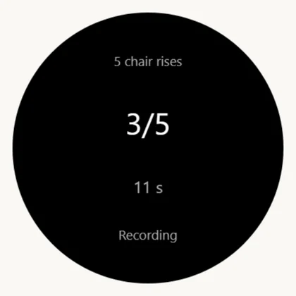 **5b.** «5 stands»: the watch counts the rises itself, but STOP always wins over the counter